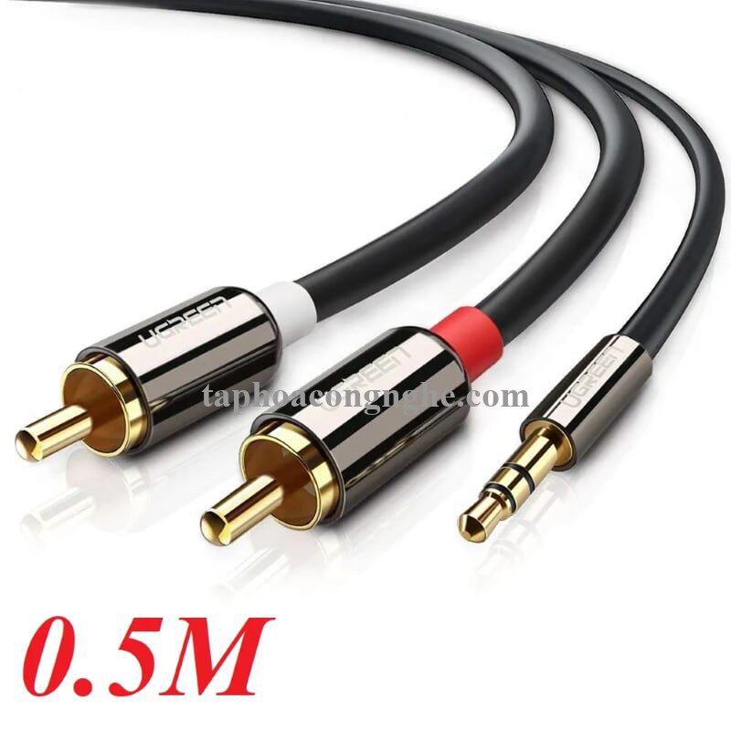 Ugreen 20779 0.5M màu Đen Cáp âm thanh 2 đầu Bông sen sang 3.5mm Dương mạ vàng AV116 30020779